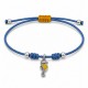Pulsera con caballito de mar esmaltado en amarillo y cordón azul