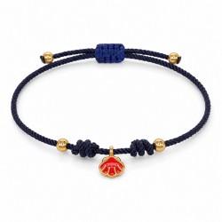 Bracelet avec Coquillage en Émail Rouge sur Cordon Bleu