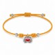 Pulsera con Cangrejo Esmaltado en Rojo sobre Cordón Amarillo
