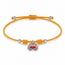 Bracciale con Granchio Smalto Rosso su Cordoncino Giallo