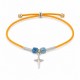 Bracelet with Silver Cross & Blue Ceramic Cubes