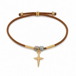 Bracelet with Gold Cross & Ceramic Cubes