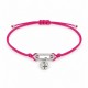 Bracelet with Silver Cross Charm in Pink Satin Cord