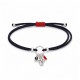Bracelet with Silver Floral Cross Charm on Black Cord