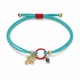 Bracciale con Ciondolo a Forma di Croce Floreale Dorata su Cordoncino Turchese