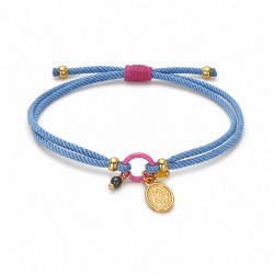 Braccialetto con Ciondolo Ovale e Perline su Cordoncino Blu