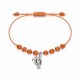 Pulsera con langosta de plata y cuentas en cordón naranja