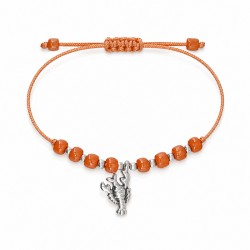 Bracelet with Silver Lobster & Beads on Orange Cord