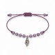 Bracciale con Conchiglia in Argento e Perline su Cordoncino Viola
