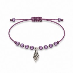 Bracelet avec Coquillage Argenté et Perles sur Cordon Violet