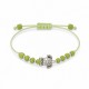 Bracelet avec Tortue en Argent et Perles sur Cordon Vert Citron