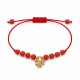Bracelet with Gold Coral & Beads on Red Cord