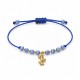 Bracelet with Gold Coral & Beads on Blue Cord