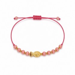 Braccialetto con Pesce Dorato e Perline su Cordoncino Rosa