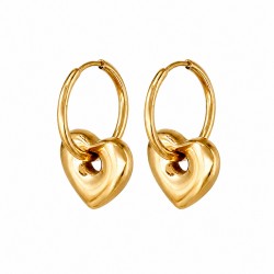 Orecchini Pendenti Minimal in Oro con Cuore 3D