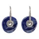 Boucles d'oreilles créoles en argent avec disque en céramique bleue