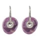 Boucles d'oreilles créoles en argent avec disque en céramique violette