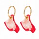 Pendientes con capas de hojas dobles en rojo y beige