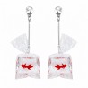 999° Silver Antique Plated/ 5µm/ Transparent White/ Red