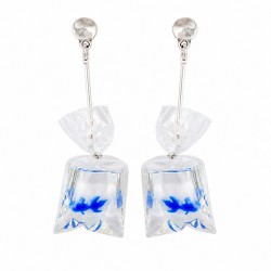 Funky 3D Drop Earrings with Blue Goldfish