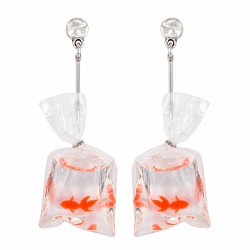 Funky 3D Drop Earrings with Orange Goldfish