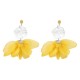 Earrings with Filigree & Yellow Fabric Flowers