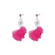 Boucles d'oreilles en filigrane et fleurs en tissu fuchsia