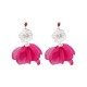 Orecchini con Filigrana e Fiori in Tessuto Fucsia