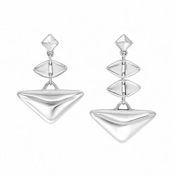 Silver Geometric Drop Earrings with Triangle Elements
