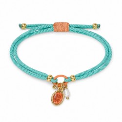 Bracelet avec Pendentif Ovale et Perle sur Cordon Veramang