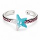 Bracciale a Cuffia con Stella Marina e Intrecci Rosa