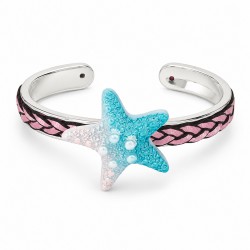 Cuff Bracelet with Starfish & Pink Braided Detail