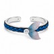 Bracelet Manchette avec Queue de Sirène et Détail Tressé Bleu