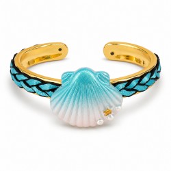 Cuff Bracelet with Shell & Veraman Braided Detail