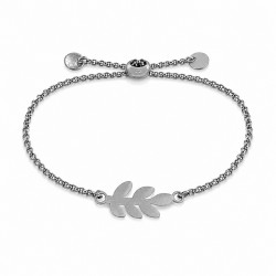 Silver Bracelet with Distinctive Leaf and Adjustable Clasp