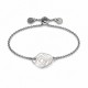 Bracelet en Argent avec Feuille. Cœur et Fermoir Réglable