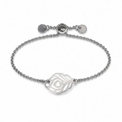 Pulsera de Plata con Hoja, Corazón y Cierre Ajustable