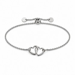 Bracelet en Argent avec Cœurs entrelacés et Fermoir réglable