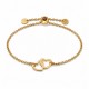 Pulsera de Oro con Corazones Unidos y Cierre Ajustable