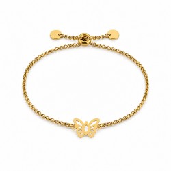 Gold Bracelet with Butterfly and Adjustable Clasp