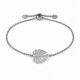 Silver Bracelet with Leaf and Adjustable Clasp