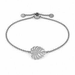 Bracciale in Argento con Foglia e Chiusura Regolabile
