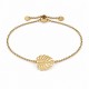 Gold Bracelet with Leaf and Adjustable Clasp