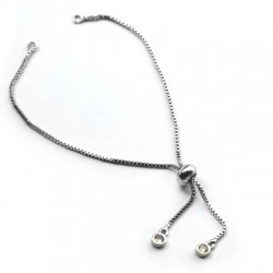 Brass Chain Bracelet with Smart Bead and Hanging Rhinestones