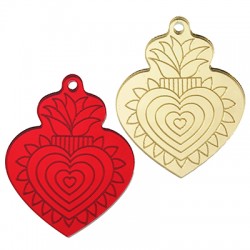 Plexi Acrylic Pendant Heart Fire 28x33mm