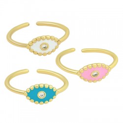 Enameled Brass Finger Ring Evil Eye with Zircon 20mm