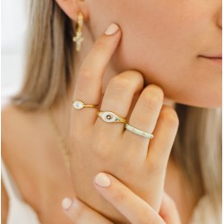 Enameled Brass Finger Ring Evil Eye with Zircon 20mm