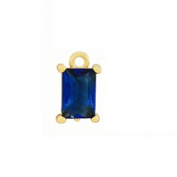 Brass Charm Rectangular with Crystal 5x8mm