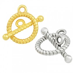 Μεταλλικό Κούμπωμα Τ Στρογγυλό 13mm Μπάρα 19x2mm (2τμχ/Σετ)