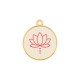 Enameled Zamak Pendant Round with Lotus 22mm